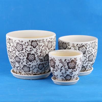 China Ceramic tabletop flower pots flowerpot garden potted plant pot ceramic planter 101P-BB for sale