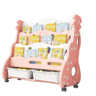 China Folding Plastic Guitar Theme Children Bookcase Child Baby Shelf for sale