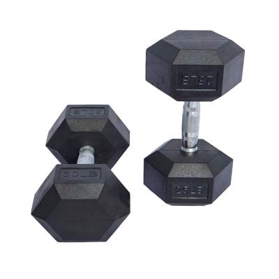 China Universal Cast Iron 15kg Rubber Drag Hex Dumbbell Can Be Customized for sale