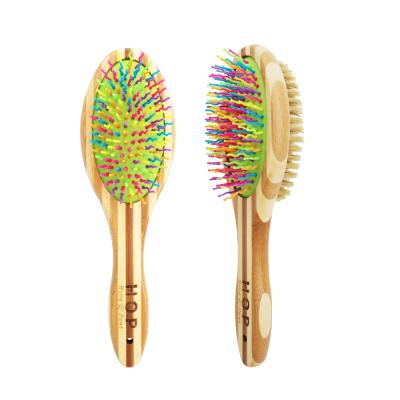 China High Quality Single Stocked Double Sided Pet Massage Bristle Brush Bamboo Dog Pin Grooming Brushes for sale