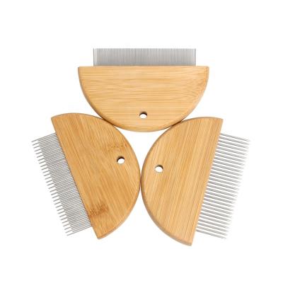 China Factory Wholesale Stocked Custom Logo Small Bamboo Wood Cat Flea Comb Dog Hair Grooming Comb for sale