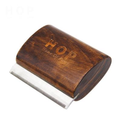 China Factory Stocked Logo Wooden Pet Deshedding Tool Custom Wholesale Cat Dog Grooming Brush for sale