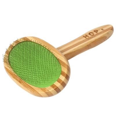 China Factory Stocked Wholesale Tied Card Pet Pin Brush Cat Dog Grooming Bamboo Wood Wrapping Brush With Sticky Beads for sale