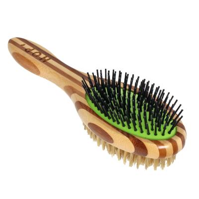 China Factory Stocked Wholesale Double Sided Pet Massage Bamboo Wooden Bristle Brush Cat Dog Hair Grooming Brush for sale