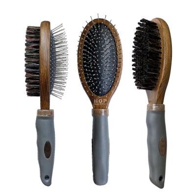 China Factory Stocked Wholesale Single Double Sided Cat Bristle Massage Brush Dog Wooden Pet Pin Grooming Brush for sale