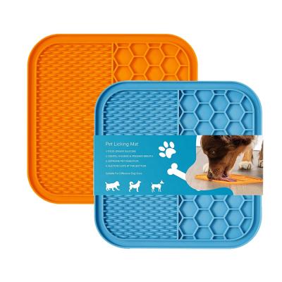 China Hot Sale Viable Silicone Slow Feeder Pet Lick Mat Dog Treat Licking Pad With Suction Cups for sale