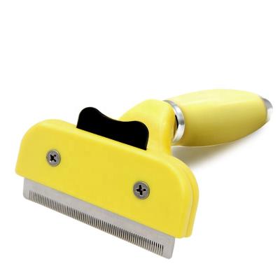 China Viable Factory Wholesale Pet Cat Hair Deshedding Tool Silicone Handle Self Cleaning Dog Brush for sale