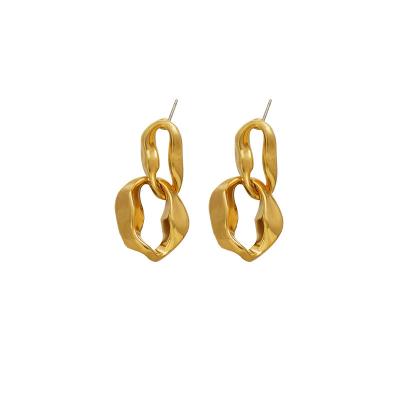 China New Trend FASHIONABLE Gold Plated Geometric Interlocking Double Circle Earrings Irregular Double Earrings Women for sale