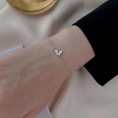 China The Other High Quality Silver Diamond Butterfly Women Bracelet Butterfly Bracelet Friendship for sale