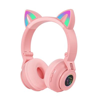 China Bestselling Genuine Earphone Cat Ear LED Headphones Colorful Game Sports Lovely LED Stereo Wireless Smart Flash Headset BT5.0 Earphone for sale