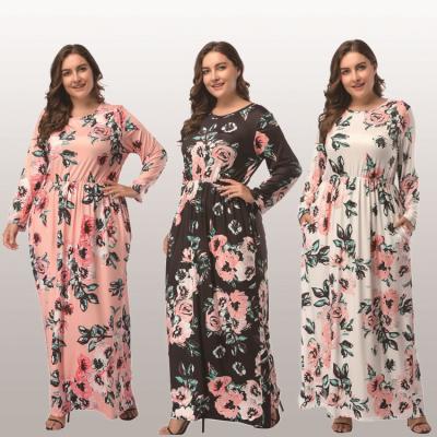 China Anti-Wrinkle Big Fat MM 4XL Size Woman Dress Spring 2018 Loose Printing Long Dresses Plus Size Women Clothing Maxi Dress for sale