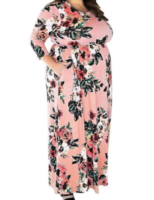 China Anti-Static Elegant Rose Long Plus Size Women's Sweet One Piece Dress for sale