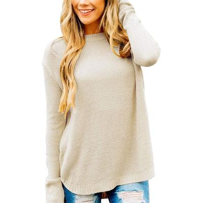 China Women's Anti-Pilling Oversized Long Sleeve Crew Neck Solid Color Knit Pullover Sweater Tops for sale