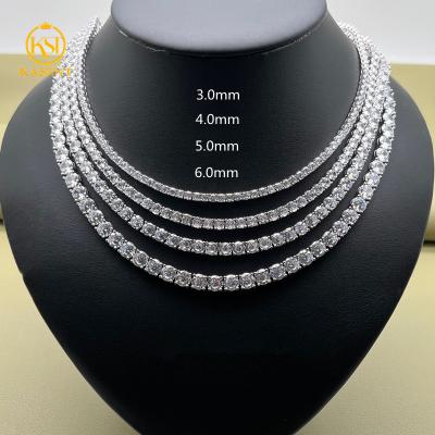 China Custom Made Europe and America Mens Womens 925 Zircon Tennis Chains 3mm 4mm 5mm 6mm Silver Necklace Bracelet for sale