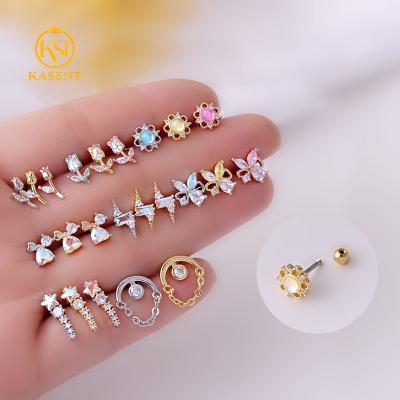 China Wholesale Minimalist Silver Gold Plated Rose Zircon Stainless Steel Gold Plated Stud Earrings For Women CZ Stud Earrings Ear Stud for sale