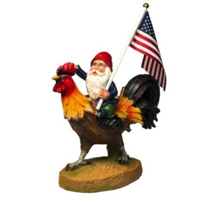 China Europe Gnome Riding a Rooster Garden Gnome Statue Indoor Outdoor Garden Gnome Sculpture for Patio Yard or Lawn Decoration for sale