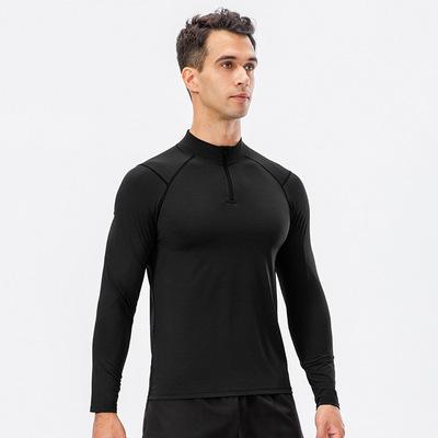 China Pure Color Sports Breathable Men's Breathable Sports Shirt Vacuum Tight Elastic Sweat Quick Dry Wrapped Compression Long Keep Warm Fitness Shirt for sale