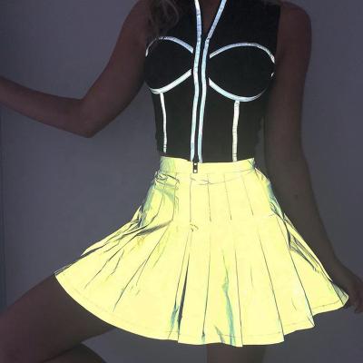 China Factory Hot Sales Low MOQ Women's Breathable Night Club Reflective Skirt for sale