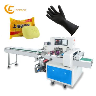 China Food Easy To Use Bath Bar Soap Gloves Rest Packing Machine Flow Package Care Product Packaging Machine Price for sale