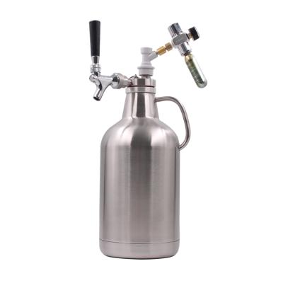 China Hot Sale 304 Food Grade 4L Stainless Steel Wall Wine Beer Vibrator Sustainable CO2 Faucet Dual Pressurized Vibrator With Cap Spear for sale