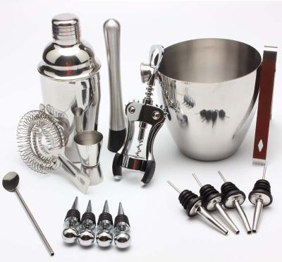 China Multifunctional High Quality 16 Piece Home Bars Boston Stainless Steel Cocktail Shaker Set for sale