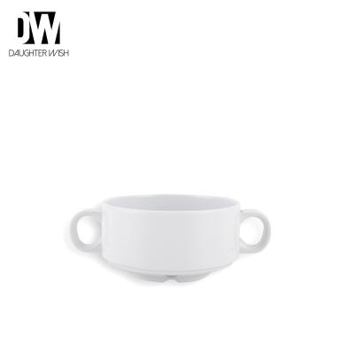 China Factory Supply Creative Unbreakable Food Grade Melamine Double Handles Soup Coffee Mugs Cups Bowls for sale