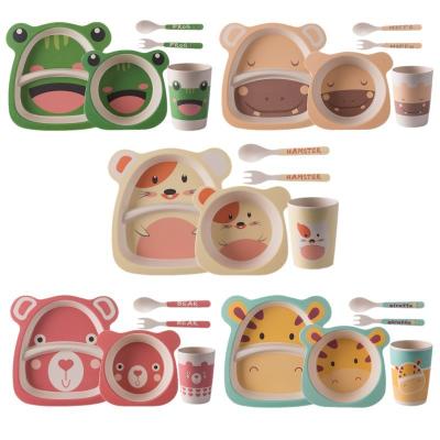 China Environmental Protection Fiber Baby Kids Gift Viable Cartoon Animal Bamboo Kids Bombs Dish Dinnerware Set for sale