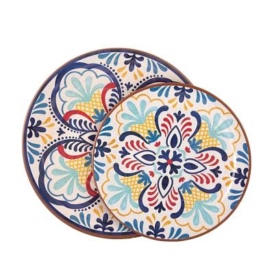 China Viable new custom logo pattern round print melamine dish is used for family dinners for sale