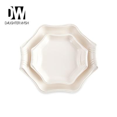 China New Sustainable Modern Printing Unbreakable Food Grade Melamine Dessert Plates Bulk White for sale