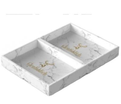 China Serving Feature Polyresin Tray Vanity Tray, Toilet Cistern Storage Tray, Resin Bathroom Tray Marble Pattern for sale