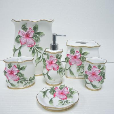 China Sustainable Modern Polyresin Bath Hotel Accessory Set Supplier for sale