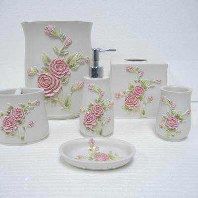 China Sustainable Modern Polyresin Bath Hotel Accessory Set Supplier for sale