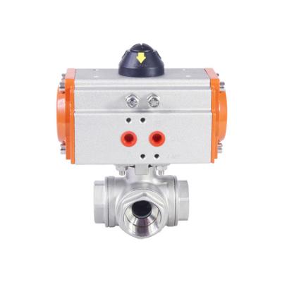 China General 1/2 Inch Ball Valve SS304 Stainless Steel Pneumatic High Pressure Steam 3 Way Control Valve With Internal Thread for sale