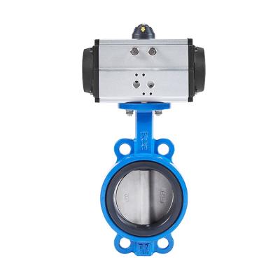 China General Type SS304 Stainless Steel Butterfly Valve Pneumatic Wafer Control Valve Pneumatic Base EPDM Rubber Seal for sale