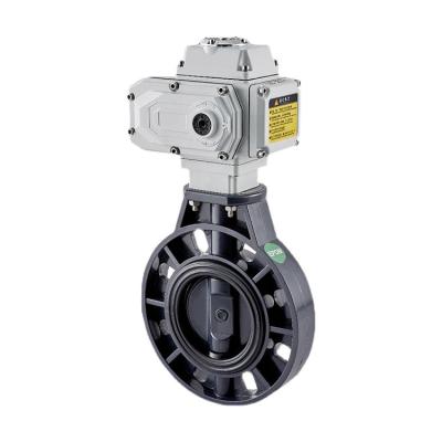 China General Acid and Alkali Corrosion Resistance Resistance Butterfly Valve UPVC Electric Control Valve for sale