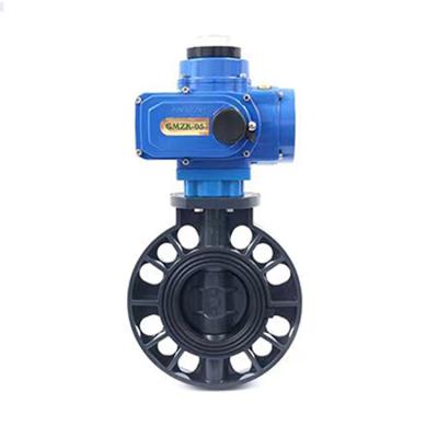 China Acid and Alkali Corrosion Resistance Butterfly Valve Pairs Flange Control Valve UPVC General Electrical Plastic Valve for sale