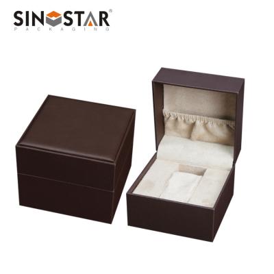 中国 Leather Watch Box with UV Surface Disposal Beig Velvet Inside Material OEM Order Accepted 販売のため