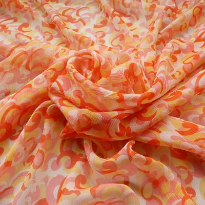 China Pure Georgette Customization Digital Print Silk Ply - 8mm abstract pattern in orange shades for sale