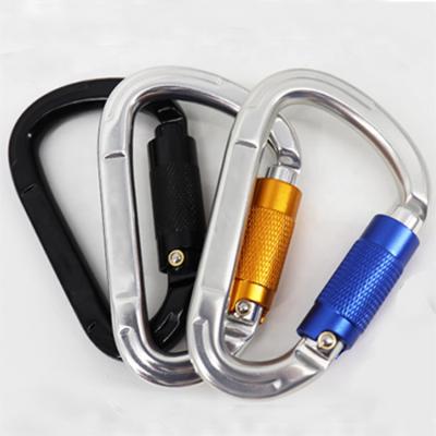 China 7075 Aviation Buckle Twist Lock Carabiner Automatic Black Aluminum Clips Heavy Climbing Aluminum Clips for sale