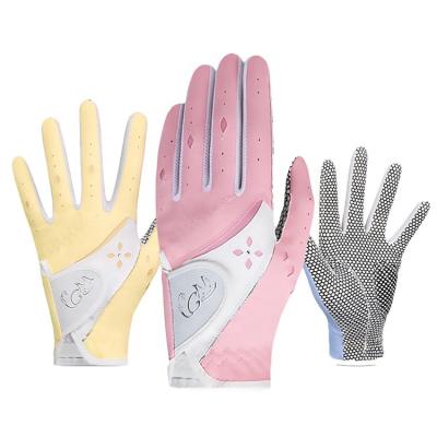 China Absorbent Women's Right Hand Full Gym Leather Custom Cabretta Skidproof Logo Sport Gloves Left Or Breathable Golf Gloves for sale