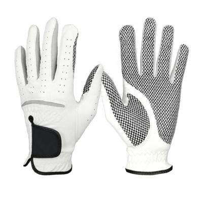 China Mens custom logo soft breathable sheepskin cabretta slip non slip mens golf gloves for sports for sale