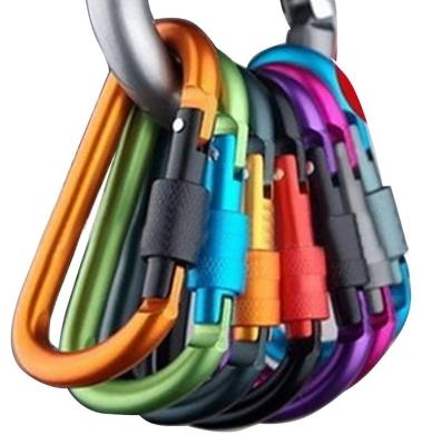 China Aluminum Alloy Carabiner D-Ring Lock Key Security Camping Climbing Raising Key Chain for sale