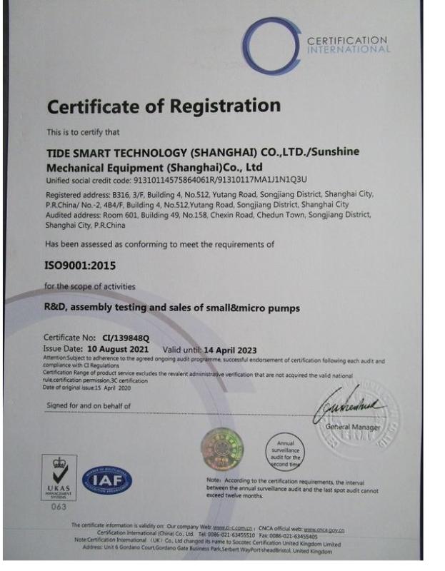 ISO9001 - Tide Smart Technology (shanghai) Co., Ltd.