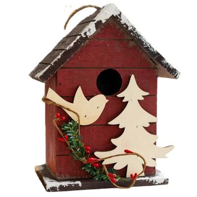 China Different Bird House Snowman Christmas Tree House Decoration CBRL Home Decoration CBRL Colors Christmas Wooden Decoration for sale