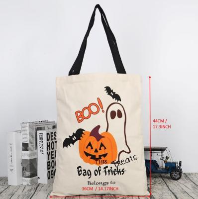 China Reusable in Trick or Treat Pumpkin Candy Bag Stock Free Canvas Tote Halloween Bags On Sales for sale