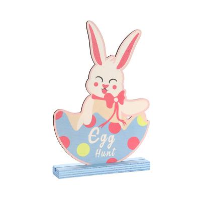 China 2021 Festival Cute Creative Table Decoration New Rabbit Easter Decoration Customized Wooden Decoration for sale