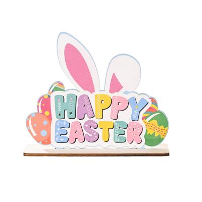 China 2022 New Factory Direct Sales Holiday Easter Decorations Happy Rabbit Eggs Home Wooden Decoration Easter Decoration for sale