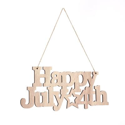 China Creative Cute Happy Easter Letter Simple Wooden Hollow Pendant DIY Easter Rabbit Pendant Festival Decoration for sale