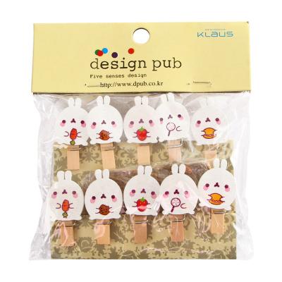 China Wholesale 10pcs HandCraft Festival Decoration Rabbit The Clip Kids Gift Easter Party Rabbit Wooden Cilp Clothespin for sale