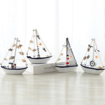 China Shell Crack Boat Sailboat Model Mediterranean Children's Europe Style Wooden Ornament for sale